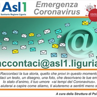 Emergenza Coronavirus, l'Asl1 di Imperia attiva la casella mail con un team di psicologi rivolta ai cittadini