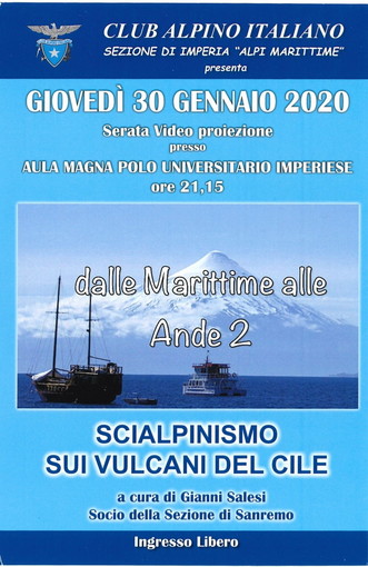 Imperia: domani videoproiezione di diapositive relative allo scialpinismo "Dalle Marittime alla Ande'