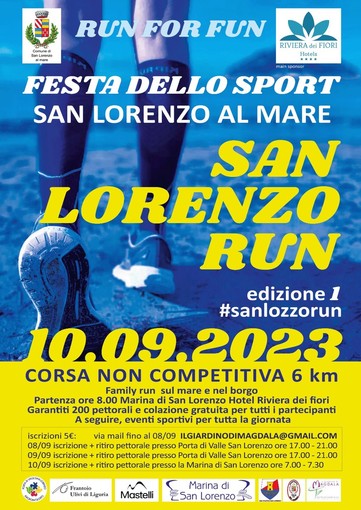 San Lorenzo al Mare: oggi aprono le iscrizioni sul posto per la 1a edizione della ‘San Lorenzo run’ San Lorenzo al Mare: oggi aprono le iscrizioni sul posto per la 1a edizione della ‘San Lorenzo run’