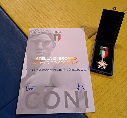 Premi alle associazioni dal Coni, stella al merito sportivo per l'Ok Club Imperia
