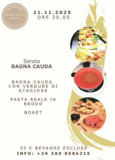 Sanremo: tutto esaurito per la serata del 21 novembre dedicata alla Bagna Cauda al Villaggio dei Fiori