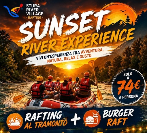 Nasce in Valle Stura la "Sunset River Experience": rafting al tramonto e Burger Raft per vivere la montagna in modo diverso