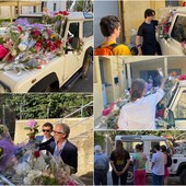 Sanremo: al liceo ‘Cassini’ è il giorno del dolore, gli studenti posano fiori sull’auto del preside Valleggi (Foto)