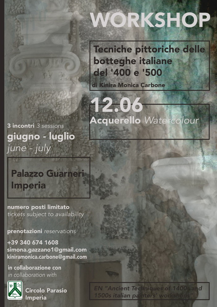 Imperia: al Circolo Parasio prosegue il workshop di pittura rinascimentale con l'artista Kinira Monica Carbone