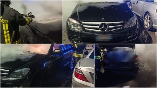 Imperia, auto in fiamme alla Spianata di Oneglia: incendio domato dai vigili del fuoco (foto)