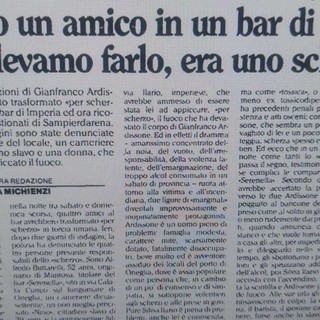 ACCADDE OGGI 27 OTTOBRE 1992. La tragedia di Gianfranco Ardissone, l'imperiese di 34 anni trasformato in torcia umana per uno scherzo ACCADDE OGGI 27 OTTOBRE 1992. La tragedia di Gianfranco Ardissone, l'imperiese di 34 anni trasformato in torcia umana per uno scherzo