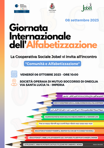 Imperia: ‘Comunità e Alfabetizzazione’, a ottobre un incontro della Cooperativa sociale Jobel Imperia: ‘Comunità e Alfabetizzazione’, a ottobre un incontro della Cooperativa sociale Jobel
