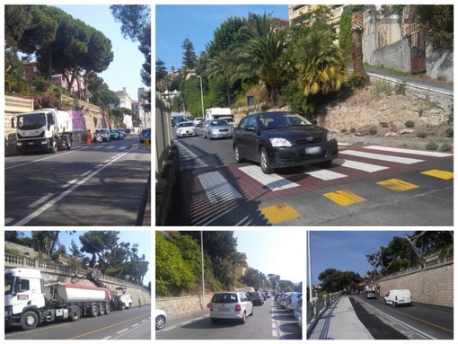 Imperia: qualche disagio per gli asfalti in viale Matteotti e sul lungomare Vespucci (foto)