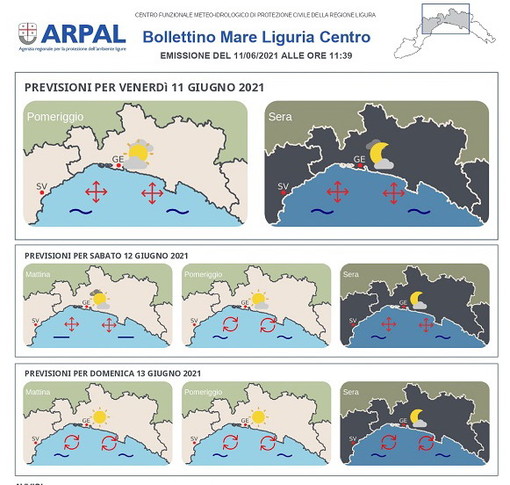 Arpal presenta la nuova veste grafica del bollettino del mare: è stato semplificato per l'estate