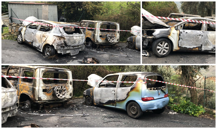 Auto in fiamme nella notte, intervento dei Vigili del fuoco a Dolcedo (foto)