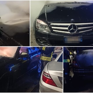 Imperia, auto in fiamme alla Spianata di Oneglia: incendio domato dai vigili del fuoco (foto)