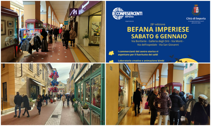 La "Befana Imperiese" porta tanti saldi sotto i portici di via Bonfante a Oneglia La "Befana Imperiese" porta tanti saldi sotto i portici di via Bonfante a Oneglia