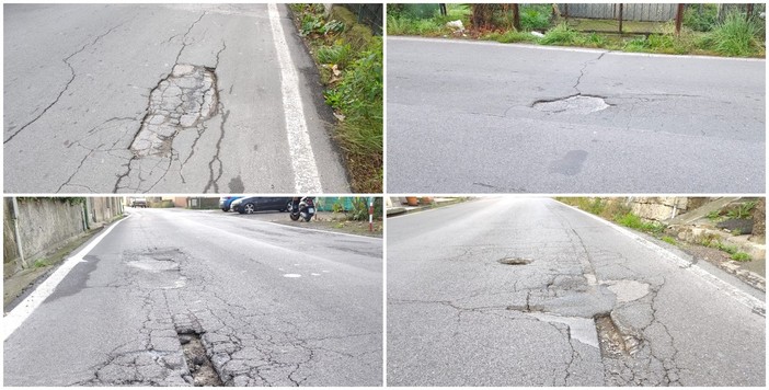 Lo stato del fondo stradale a Caramgna