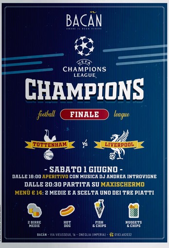 Imperia: la partita di Champions tra Tottenham e Liverpool sul maxischermo del Bacàn Imperia: la partita di Champions tra Tottenham e Liverpool sul maxischermo del Bacàn