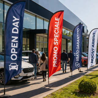 Bandiere pubblicitarie per concessionarie: come aumentare visibilità e attenzione nello showroom