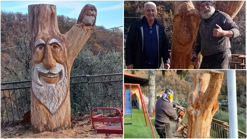 A Poggialto l'albero di cedro chiude il suo ciclo vitale, ma vive come 'spirito dei boschi' grazie a uno scultore del legno