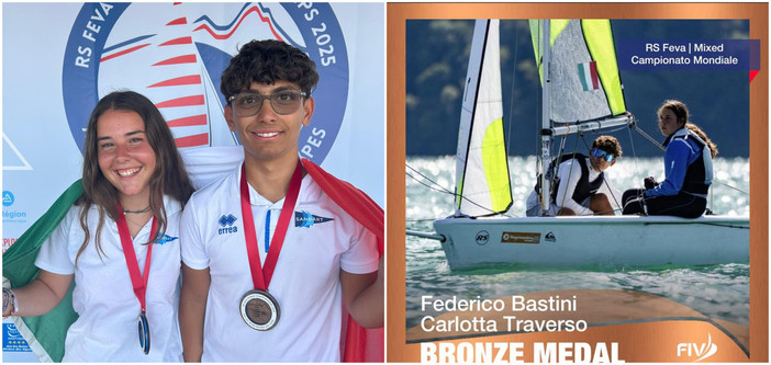San Bartolomeo al Mare sul tetto del mondo nella vela, bronzo mondiale per Federico Bastini e Carlotta Traverso nella classe RS Feva