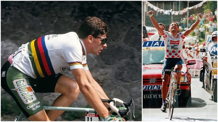 Gianni Bugno e Claudio Chiappucci, due leggende del ciclismo ad Aregai Marina (video)