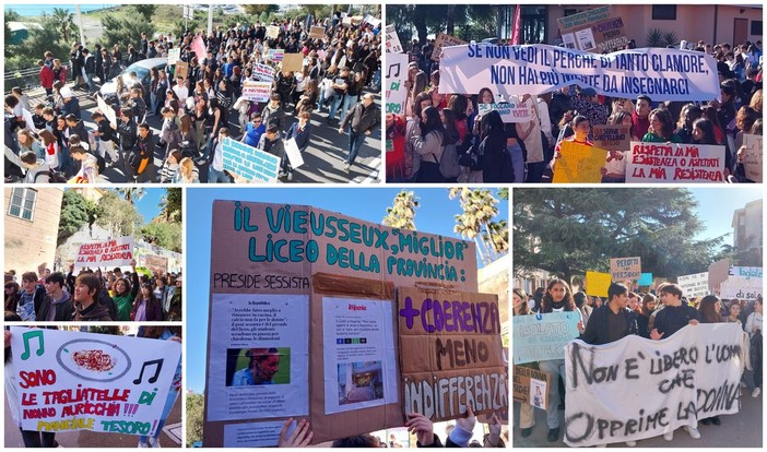 Post sessista del preside Auricchia, a Imperia studenti in corteo (foto e video)