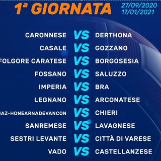 Calcio, Serie D: pubblicati i calendari, Sanremese e Imperia esordiscono in casa contro Lavagnese e Bra