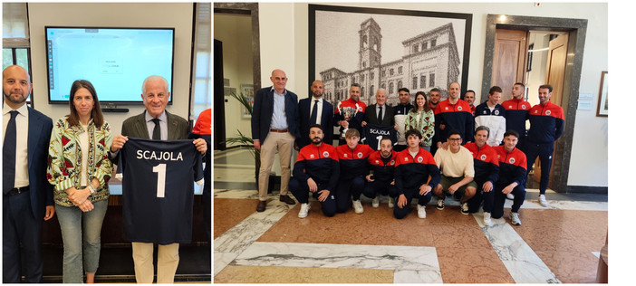 FUTSAL. Caramagna  in Serie B: squadra e staff tecnico ricevuti a Palazzo civico dal sindaco Scajola