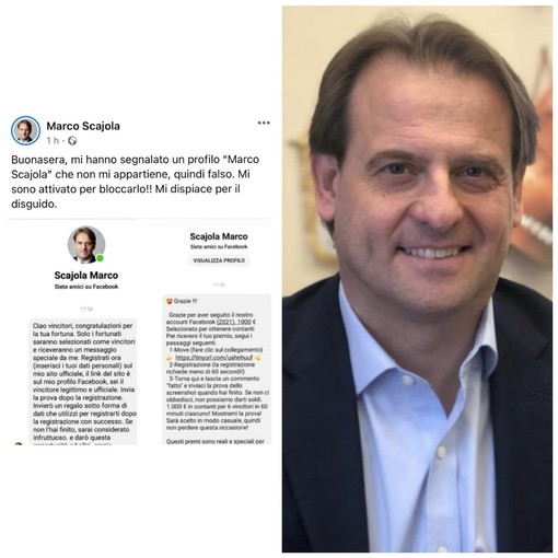 Disavventura social per l'assessore regionale Marco Scajola, creato un profilo Facebook falso: "Mi sono attivato per bloccarlo" Disavventura social per l'assessore regionale Marco Scajola, creato un profilo Facebook falso: "Mi sono attivato per bloccarlo"