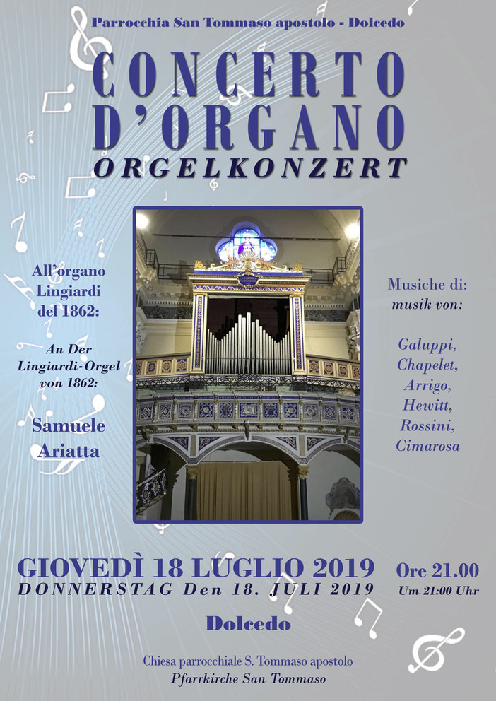 Giovedì a Dolcedo il 'ritorno' di Samuele Ariatta per suonare il prestigioso organo Lingiardi