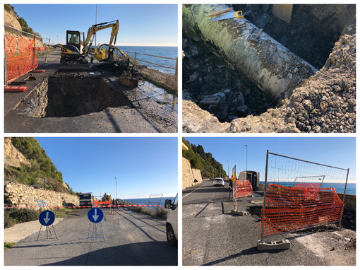 Imperia, operai al lavoro per ripristinare i danni alla rete idrica sull'Incompiuta: si aggiunge un'altra rottura alla Galeazza (foto e video) Imperia, operai al lavoro per ripristinare i danni alla rete idrica sull'Incompiuta: si aggiunge un'altra rottura alla Galeazza (foto e video)