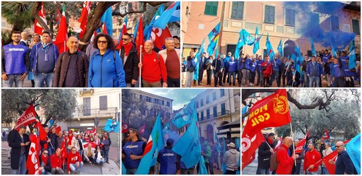 Imperia, Cgil e Uil in piazza per gridare &quot;Basta morti sul lavoro&quot; (foto e video)