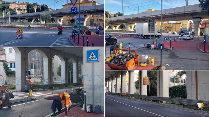 Imperia, nuovo attraverso pedonale rialzato alla rotonda dell'autostrada a Oneglia