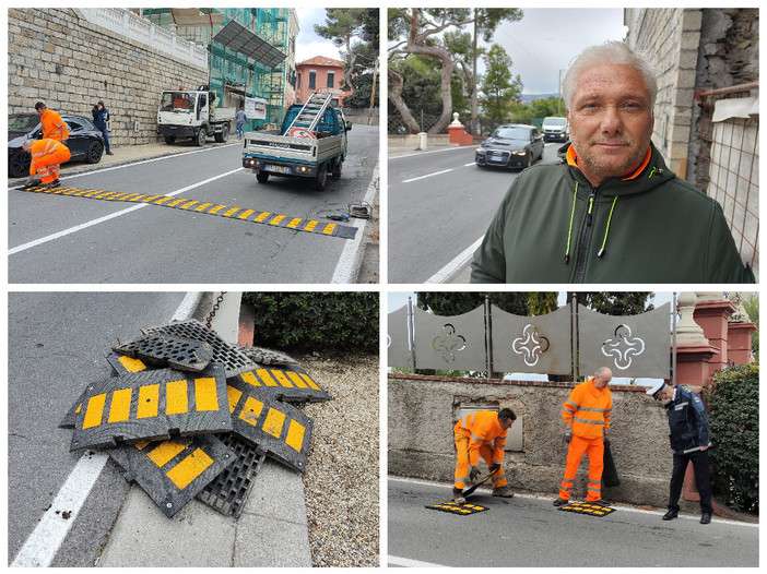 Imperia, "trasloca" il dosso di via Serrati, Gagliano: "Abbassato anche di due centimetri per scongiurare problemi durante le piogge" (foto e video)