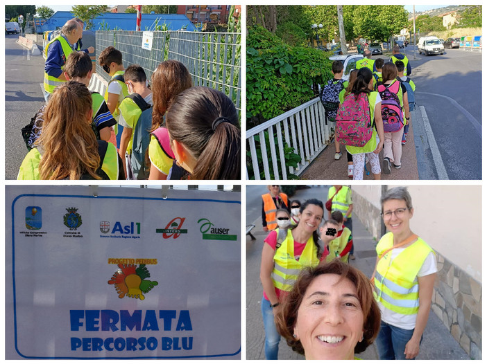 Diano Marina, al via il progetto 'Pedibus': gli alunni della primaria vanno a scuola a piedi per tutelare la salute e l'ambiente (foto)