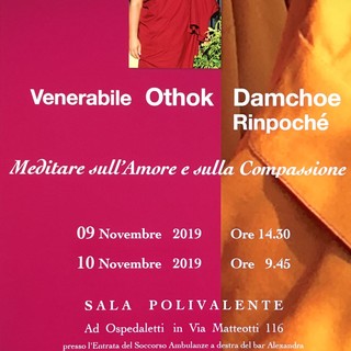 Ospedaletti: il 9 e 10 novembre, presso la Sala Polivalente si terranno due conferenze dedicate al “Meditare sull’Amore e Compassione”