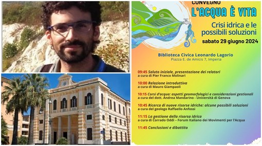 Imperia, alla biblioteca Lagorio il convegno “L’acqua è vita. Crisi idrica e le possibili soluzioni”