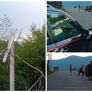 Palo della Telecom cade sulla strada a Nava