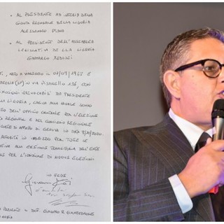 Toti nella lettera di dimissioni: "Lascio una Regione in ordine"