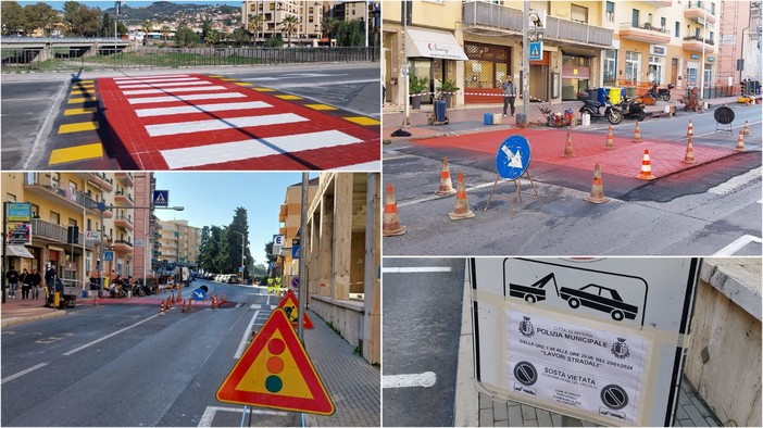 Imperia, nuovo attraversamento pedonale rialzato in viale Matteotti (foto)