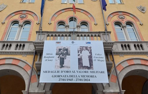 Imperia, in piazza Dante uno striscione in ricordo di Felice Cascione e Silvio Bonfante
