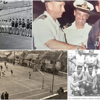 La palestra Maggio scoperta e a destra in alto il capitano e allenatore della Maurina 1959-1960 Luciano Bracco