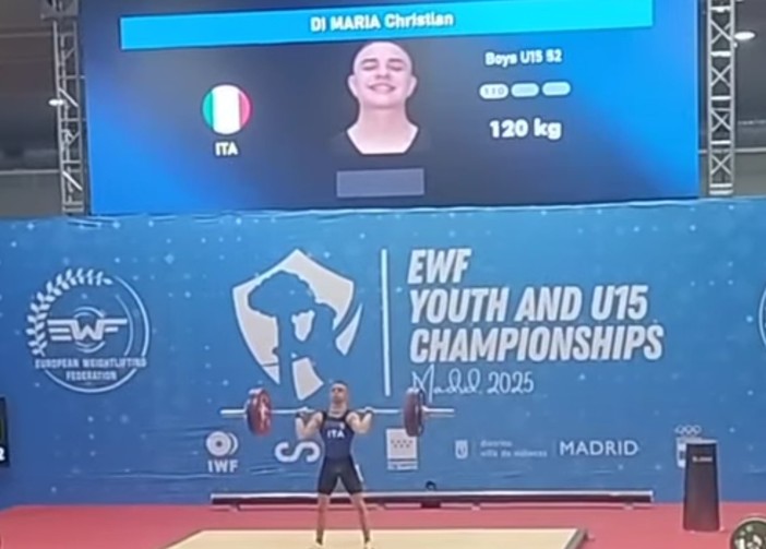 Trionfo europeo per Christian Di Maria nel sollevamento pesi U15