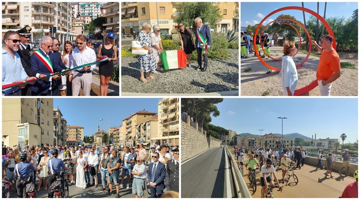Imperia, aperto il terzo tratto della pista ciclabile. Scajola: "Svolta urbanistica storica" (foto e video)