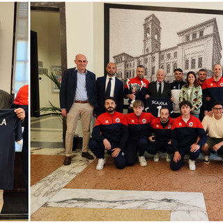 FUTSAL. Caramagna  in Serie B: squadra e staff tecnico ricevuti a Palazzo civico dal sindaco Scajola