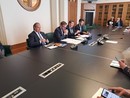 Un momento della conferenza stampa Un momento della conferenza stampa