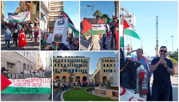 Imperia, al corteo per il "cessate il fuoco" in Palestina la testimonianza di Walter Massa al valico di Rafah (foto e video)