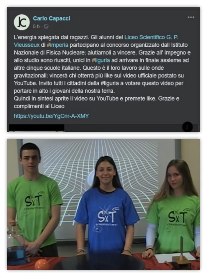 Imperia: gli studenti del Liceo Vieusseux in finale al concorso dell'Istituto Nazionale di Fisica Nucleare Imperia: gli studenti del Liceo Vieusseux in finale al concorso dell'Istituto Nazionale di Fisica Nucleare