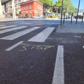 LA FOTONOTIZIA. Segnaletica “fai da te” sulla ciclabile a pettine di via Schiva LA FOTONOTIZIA. Segnaletica “fai da te” sulla ciclabile a pettine di via Schiva