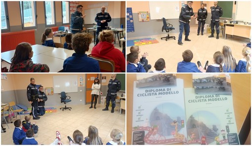 Imperia, riprendono le lezioni di educazione stradale della polizia municipale nelle scuole (foto)