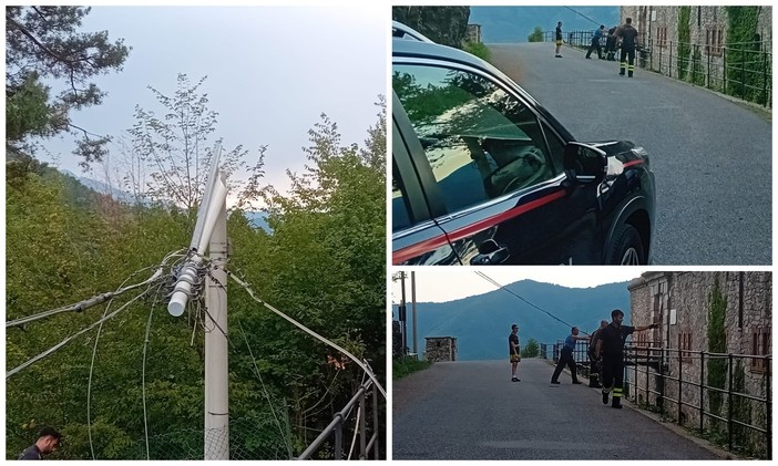 Palo della Telecom cade sulla strada a Nava Palo della Telecom cade sulla strada a Nava