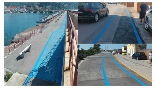 Corsie ciclabili turchesi sul Molo lungo di Oneglia, Bozzano porta il caso in consiglio comunale Corsie ciclabili turchesi sul Molo lungo di Oneglia, Bozzano porta il caso in consiglio comunale