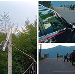 Palo della Telecom cade sulla strada a Nava Palo della Telecom cade sulla strada a Nava